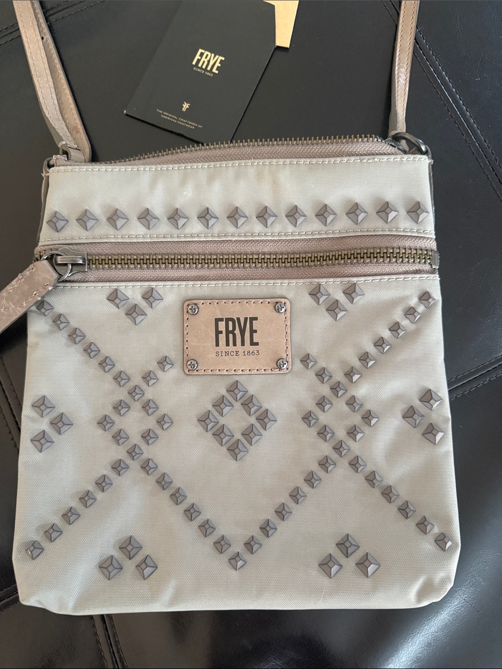 Frye Ivy Nylon Studded Crossbody Bag Ivory Beige
